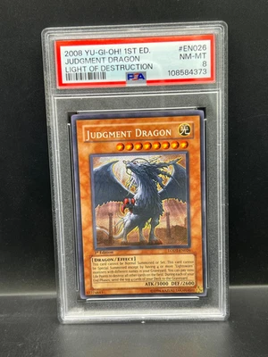 Yugioh PSA 8 NM-MT Judgment Dragon LODT-EN026 Secret Rare 1st Edition S#4373 - Image 1 of 2