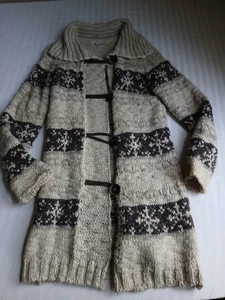 Cocogio Pullover groß Grobstrick Cardigan Alpaka Wolle Knebel Kuschel Schal Italy  - Bild 1 von 16