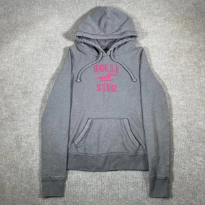 Hollister Pullover Hoodie Sweatshirt Womens Size Small Grey Embroidered Preppy - Picture 1 of 9