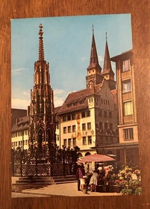Schoner Brunnen Fountain Market Nurnberg, Germany. Postcard (WP6) - Picture 1 of 2