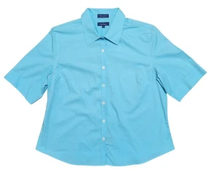 Vintage Faconnable Baumwolle Kurzarm Knopfleiste Bluse Größe L - Bild 1 von 4