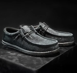 Hey Dude x Jelly Roll Wally Sneakers Herren Größe 10 schwarz Wildleder Slipper Schuhe neu im Karton - Bild 1 von 15