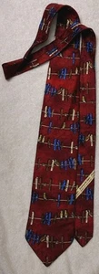 Men's Ermenegildo Zegna Red Designer Silk Tie Clothespins Clotheslines Birds - Picture 1 of 8