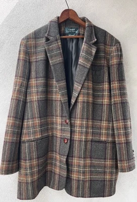 Lauren Ralph Lauren Plaid Wool Equestrian Blazer Jacket Elbow Patches Womens 20W - Image 1 of 4