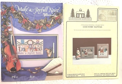 Cross Stitch Patterns Christmas Lot of 2 Country Santas & Make a Joyful Noise  - Image 1 of 4