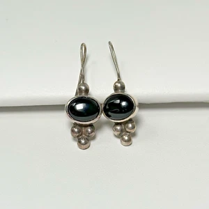 Vintage JGD Janice Girardi signierte Sterling Silber 925 Ohrringe schwarzer Onyx Hänger - Bild 1 von 19