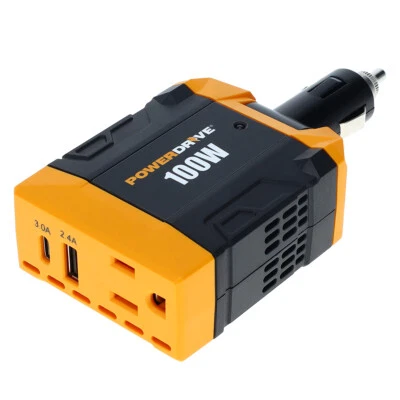 PowerDrive 100W Power Inverter PWD100D DC 12v to 110v AC Converter for Car or Tr - Image 1 of 4