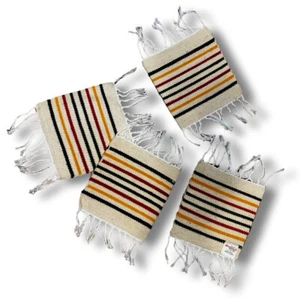 Posavasos polares clásicos del noroeste - 100 % lana tejidos a mano 5" x 5" colores a rayas o - Imagen 1 de 2
