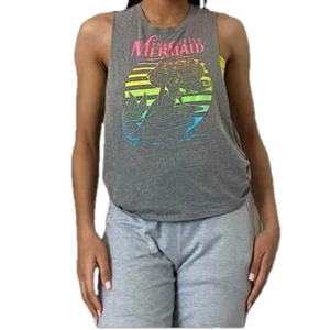 Pre-Loved (EUC) Disney Little Mermaid Cut-Out Side Tied Knot Muscle Tee SZ S 3/5 - Picture 1 of 10