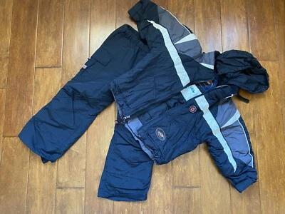 EUC OBERMEYER Boys 2pc SKI SNOW SUIT JACKET I GROW 4 BLACK GREY WHITE  - Image 1 of 4