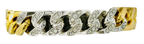 Bracciale bracciale gioielli vintage CHRISTIAN DIOR cristallo placcato oro circa 53 g19 cm.