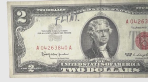 1963 RED SEAL TWO DOLLAR BILLS BANK NOTE CURRENCY - Picture 1 of 3