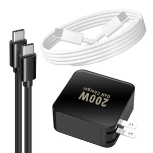Ładowarka ścienna 200W PD GaN 3 PD i 2 QC 3,0 z 2x kabel typu C do typu C sprzedawca z USA - Zdjęcie 1 z 1