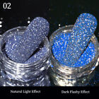 Nail Glitter Powder Holographic Silver Pigment Nail Art Dust Sparkle Gel .
