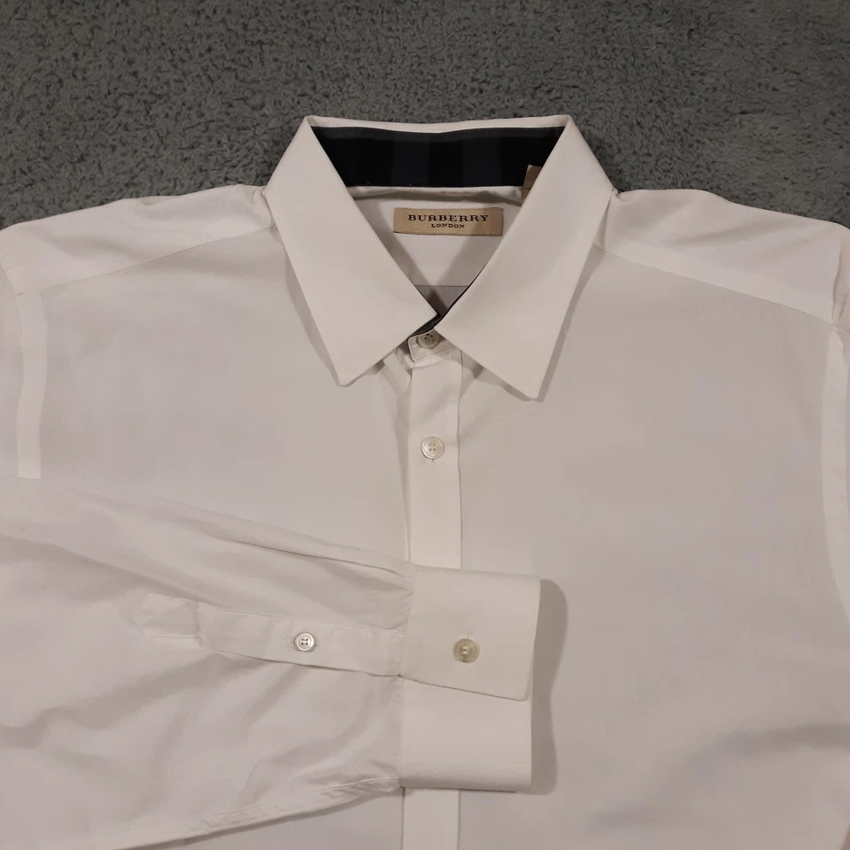 Burberry London Button Up Dress Shirt Mens 16.5 - 42 Tailored Fit White Cotton - Image 1 of 4