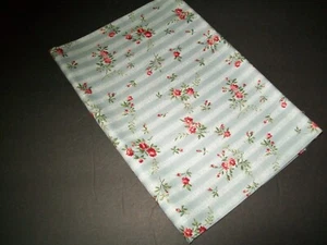 Blue Floral Stripe Calico Fabric Remnant Cotton Sewing Quilting DIY Crafts - Picture 1 of 2