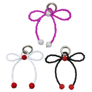 Beaded Bowknot Charm Pendant Chain Sweet Phone Straps Pocket Keychain Strap - Zdjęcie 1 z 11