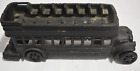 Vintage Heavy Large Black Toy Cast Iron Metal Double Decker Passenger Bus
