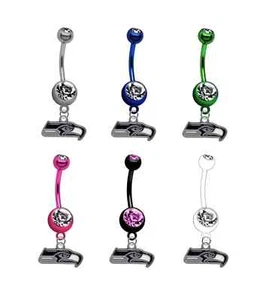 Seattle Seahawks Football Belly Button Navel Ring Piercing - Pick Color NEW - Picture 1 of 1