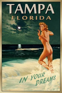 Tampa Florida Neu Strand Reise Poster Marilyn Monroe Pin Up Kunstdruck 169 - Bild 1 von 2