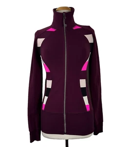 Lululemon Asana Jacket Sz Plum Pow Stripe Raspberry Glo Light MSRP $118 SZ 4/6 * - Picture 1 of 10