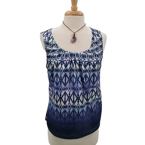 Chico's Womens Sleeveless Geometric Print Tank Top Blouse Size 1 M Purple Blue - Picture 1 of 10
