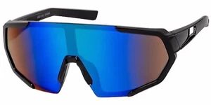 Kids Wrap Sports Shield Baseball Cycling Sunglasses Blue Mirror Black 21RV - Picture 1 of 3