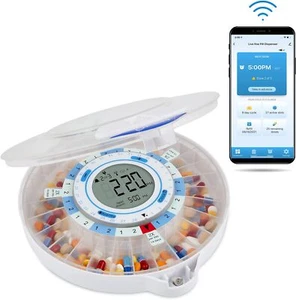 Dispensador automático de píldoras LiveFine Smart WiFi 28 días con llave de bloqueo, tapa transparente - Imagen 1 de 9