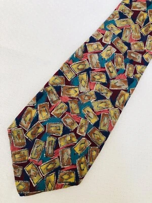 Stonehenge Arte Geométrico Coloridas Barras Doradas Corbata de Seda Fiesta! Foto 1 de 3