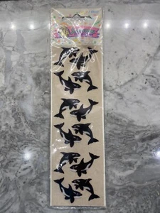 Vintage 80’s Sandylion Killer Whales Fuzzy Stickers 1980’s New Sheet In Package - Photo 1/2