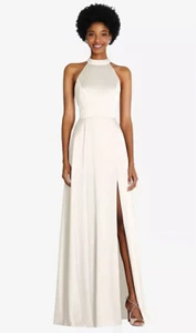 Stand Collar Cutout Tie Back Maxi Dress with Front Slit..TH090..Ivory...Size XS - Picture 1 of 5