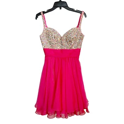 LA FEMME бисером со стразами Jewel бюстье шифоновое мини-платье подходит Расклешенный размер 0 фея - Изображение 1 из 4