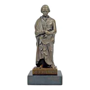 Beethoven Famous Composer Real Bronze on Marble Base Statue Sculpture 6.69 in - Picture 1 of 10