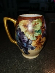 Antique Art Nouveau Mug/Stein Large Floral Hand Painted Porcelain Gilt - Picture 1 of 10