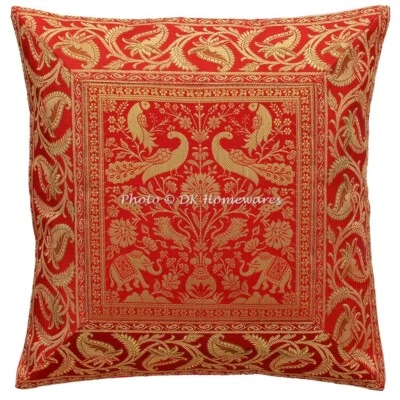 Funda Almohada Brocado Decorativa Jacquard 40x40 cm Cojín Étnico Pavo Real Foto 1 de 4