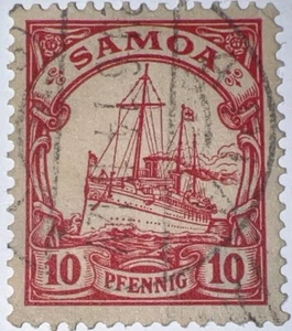 Travelstamps: GERMANY GERMAN SAMOA STAMPS Kaiser's Yacht 10 Pf Used Unwmk - Picture 1 of 6
