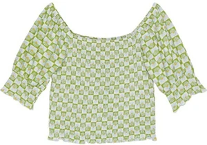 Billabong Little/Big Girls Youth Coastal Sands Mini Puff Sleeve Top Shirt - Picture 1 of 4
