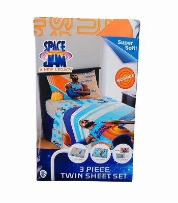 Juego de sábanas dobles Space Jam Kids azul y gris Warner Bros. juego de 3 piezas nuevo en paquete  Foto 1 de 4