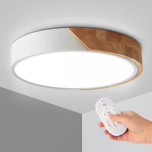 48W LED Deckenleuchte Dimmbar Holz Deckenlampe für Wohnzimmer Schlafzimmer NEW - Bild 1 von 32
