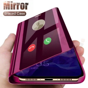 View Mirror Leather Stand Case Cover For Samsung S25 A55 S21 S22 S23 S24 Ultra - Picture 1 of 19