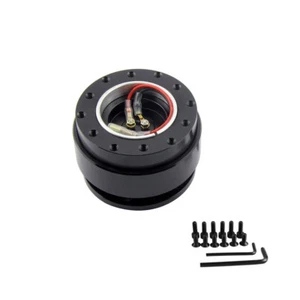 Steering Wheel Quick Release All Black Hub Adapter Snap Off Boss Kit Universal - Picture 1 of 11