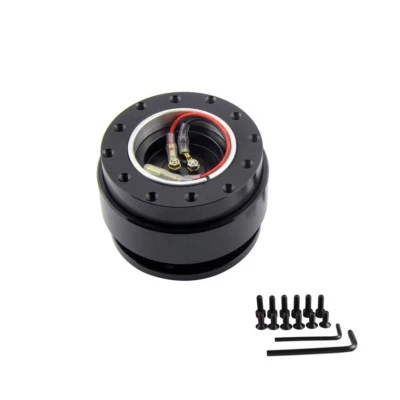 Steering Wheel Quick Release All Black Hub Adapter Snap Off Boss Kit Universal - Image 1 of 4