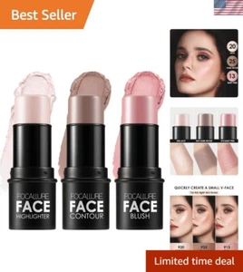 3 Pcs Cream Contour Sticks - Highlighter, Bronzer & Blush for Easy Sculpting - Picture 1 of 9