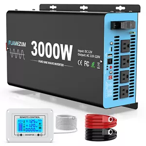 3000W 6000W Pure Sine Wave Power Inverter 12V 110V 120V LCD Car Boat RV Camping - Picture 1 of 9