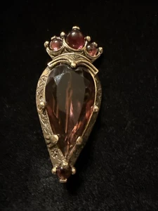 VTG Miracle Celtic Revival Brooch Gold Tone Purple Glass Mid Century (Lot #278) - Picture 1 of 7