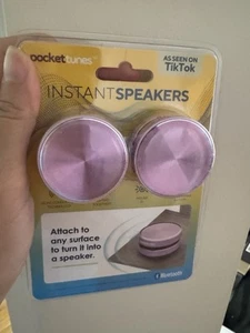 Pocket Tunes Instant Speakers Bluetooth PACK OF 2 PINK As Seen on TIKTOK - New - Picture 1 of 3