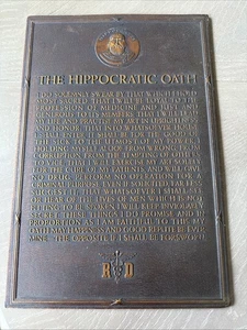 Vintage Rare The Hippocratic Oath by Hippocrates composition advertising sign - Picture 1 of 4