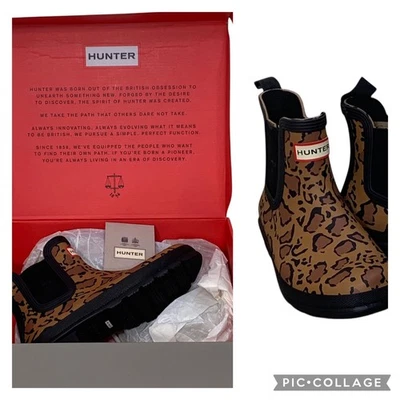 Botas de borracha femininas Hunter originais Chelsea estampa de leopardo tamanho 7 WFS2255RMA - Imagem 1 de 4