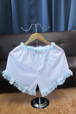 #E18 Estilo Vintage Talla L/Elástico W.20-38" Blanco Nylon Medio Pantalón Sin Cordones Longitud13" Foto 1 de 4