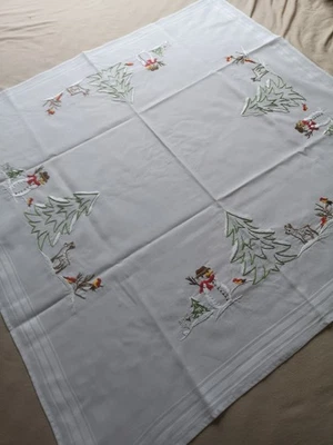 Weihnachtsdecke, Handgestickt, weiß, ca.80x80cm - Bild 1 von 2